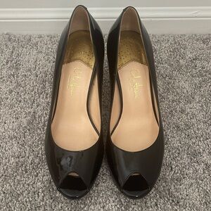 Cole Haan Nike Air Black Patent Leather Peep/Open Toe Pump Shoes Women’s Size 7B
